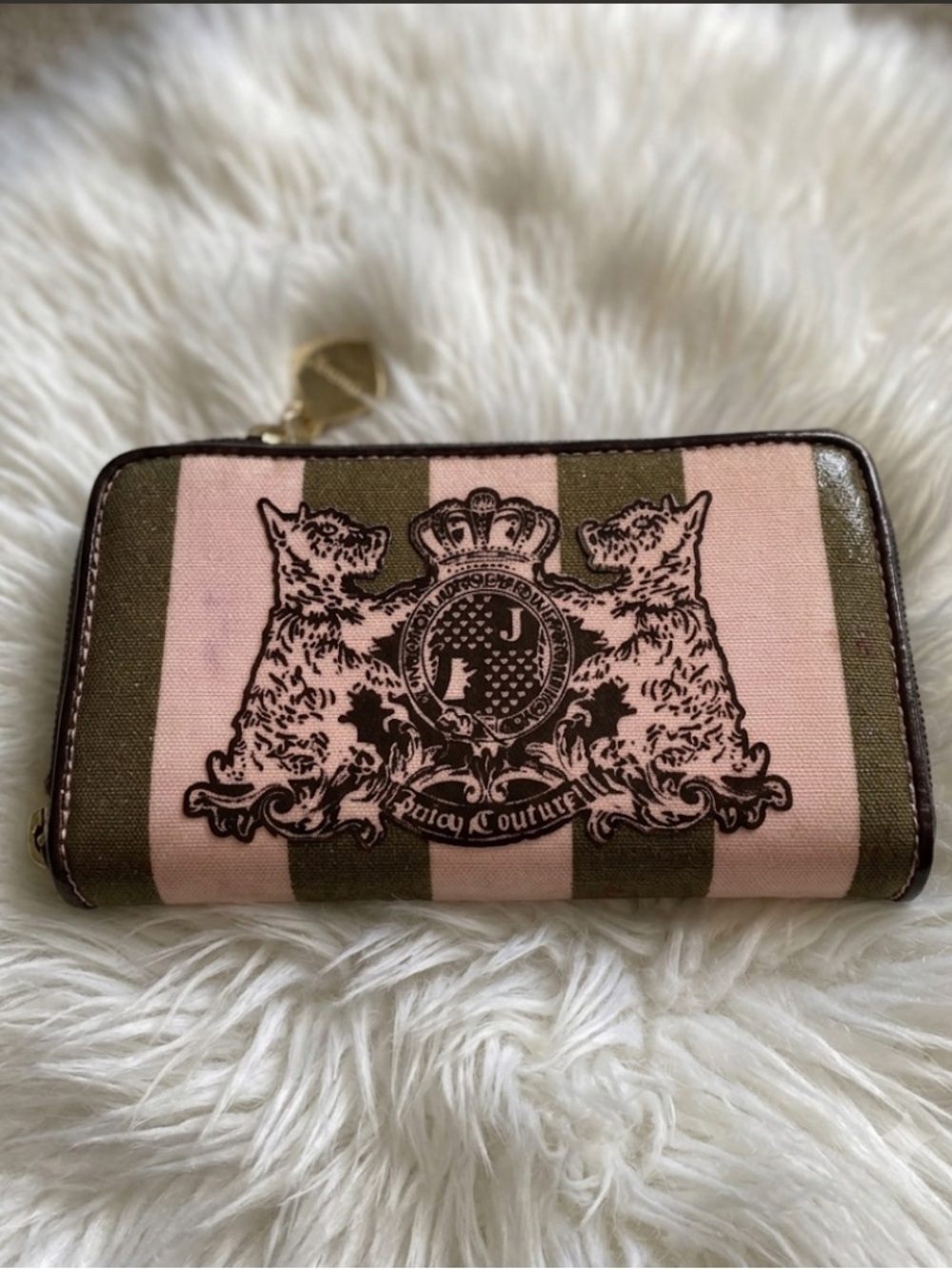 Y2K VINTAGE JUICY COUTURE Striped Pink MAKEUP BRUSH BAG